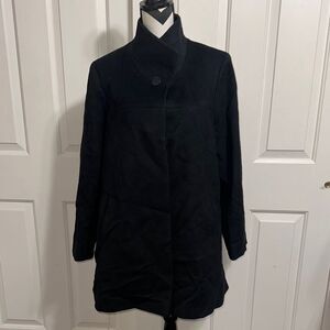 FLEURETTE Wool Stand Collar Car Coat In Black